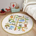 - RealHomes Dijital Baskılı Kaymaz Tabanlı Comfort Çocuk Odası Yuvarlak Halı - Realhomes  Hayvanat Bahçesi Eğitici Yol Tasarımlı Çocuk & Genç Odası Makinede Yıkanabilir Kaymaz Tabanlı Yuvarlak Çocuk Oyun Halısı Realhomes