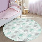 - RealHomes Dijital Baskılı Kaymaz Tabanlı Comfort Çocuk Odası Yuvarlak Halı - Realhomes  Renkli Ay Bulut Motifli Çocuk & Genç Odası Makinede Yıkanabilir Kaymaz Tabanlı Yuvarlak Çocuk Halısı Realhomes