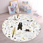 - RealHomes Dijital Baskılı Kaymaz Tabanlı Comfort Çocuk Odası Yuvarlak Halı - Realhomes  Sevimli Hayvanlar Çizimli Çocuk & Genç Odası Makinede Yıkanabilir Kaymaz Tabanlı Yuvarlak Çocuk Halısı Realhomes