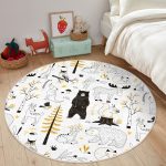 - RealHomes Dijital Baskılı Kaymaz Tabanlı Comfort Çocuk Odası Yuvarlak Halı - Realhomes  Sevimli Hayvanlar Çizimli Çocuk & Genç Odası Makinede Yıkanabilir Kaymaz Tabanlı Yuvarlak Çocuk Halısı Realhomes