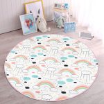 - RealHomes Dijital Baskılı Kaymaz Tabanlı Comfort Çocuk Odası Yuvarlak Halı - Realhomes Gökkuşağı Motifli Çocuk & Genç Odası Makinede Yıkanabilir Kaymaz Tabanlı Yuvarlak Çocuk Halısı Realhomes