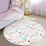 - RealHomes Dijital Baskılı Kaymaz Tabanlı Comfort Çocuk Odası Yuvarlak Halı - Realhomes Gökkuşağı Motifli Çocuk & Genç Odası Makinede Yıkanabilir Kaymaz Tabanlı Yuvarlak Çocuk Halısı Realhomes