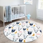 - RealHomes Dijital Baskılı Kaymaz Tabanlı Comfort Çocuk Odası Yuvarlak Halı - Realhomes  Uykucu Kuzular Çocuk & Genç Odası Makinede Yıkanabilir Kaymaz Tabanlı Yuvarlak Çocuk Halısı Realhomes