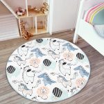 - RealHomes Dijital Baskılı Kaymaz Tabanlı Comfort Çocuk Odası Yuvarlak Halı - Realhomes  Sevimli Hayvanlar Çocuk & Genç Odası Makinede Yıkanabilir Kaymaz Tabanlı Yuvarlak Çocuk Halısı Realhomes