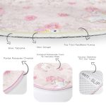 - RealHomes Dijital Baskılı Kaymaz Tabanlı Comfort Çocuk Odası Yuvarlak Halı - Realhomes Pembe Zeminde Dişi Unicorn Tasarımlı Çocuk & Genç Odası Makinede Yıkanabilir Kaymaz Tabanlı Yuvarlak Çocuk Halısı Realhomes