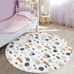 Ayıcık Ve Hayvanlar Motifli Çocuk & Genç Odası Makinede Yıkanabilir Kaymaz Tabanlı Yuvarlak Çocuk Halısı Realhomes