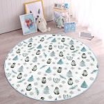 - RealHomes Dijital Baskılı Kaymaz Tabanlı Comfort Çocuk Odası Yuvarlak Halı - Realhomes  Sevimli Penguen Ve Kar Taneleri Çocuk & Genç Odası Makinede Yıkanabilir Kaymaz Tabanlı Yuvarlak Çocuk Halısı Realhomes