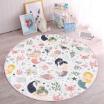 - RealHomes Dijital Baskılı Kaymaz Tabanlı Comfort Çocuk Odası Yuvarlak Halı - Realhomes  Deniz Kızı Tasarımlı Çocuk & Genç Odası Makinede Yıkanabilir Kaymaz Tabanlı Yuvarlak Çocuk Halısı Realhomes