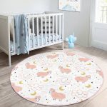 - RealHomes Dijital Baskılı Kaymaz Tabanlı Comfort Çocuk Odası Yuvarlak Halı - Realhomes  Pembe Keçi Motifli Çocuk & Genç Odası Makinede Yıkanabilir Kaymaz Tabanlı Yuvarlak Çocuk Halısı Realhomes