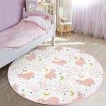 - RealHomes Dijital Baskılı Kaymaz Tabanlı Comfort Çocuk Odası Yuvarlak Halı - Realhomes  Pembe Keçi Motifli Çocuk & Genç Odası Makinede Yıkanabilir Kaymaz Tabanlı Yuvarlak Çocuk Halısı Realhomes