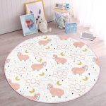 - RealHomes Dijital Baskılı Kaymaz Tabanlı Comfort Çocuk Odası Yuvarlak Halı - Realhomes  Pembe Keçi Motifli Çocuk & Genç Odası Makinede Yıkanabilir Kaymaz Tabanlı Yuvarlak Çocuk Halısı Realhomes
