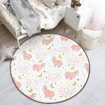 - RealHomes Dijital Baskılı Kaymaz Tabanlı Comfort Çocuk Odası Yuvarlak Halı - Realhomes  Pembe Keçi Motifli Çocuk & Genç Odası Makinede Yıkanabilir Kaymaz Tabanlı Yuvarlak Çocuk Halısı Realhomes