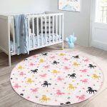 - RealHomes Dijital Baskılı Kaymaz Tabanlı Comfort Çocuk Odası Yuvarlak Halı - Realhomes  Renkli Unicorn At Tasarımlı Çocuk & Genç Odası Makinede Yıkanabilir Kaymaz Tabanlı Yuvarlak Çocuk Halısı Realhomes