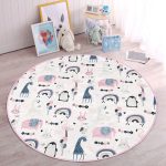 - RealHomes Dijital Baskılı Kaymaz Tabanlı Comfort Çocuk Odası Yuvarlak Halı - Realhomes Sevimli Hayvanlar Motifli Çocuk & Genç Odası Makinede Yıkanabilir Kaymaz Tabanlı Yuvarlak Çocuk Halısı Realhomes