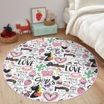 - RealHomes Dijital Baskılı Kaymaz Tabanlı Comfort Çocuk Odası Yuvarlak Halı - Realhomes  Bebek Desenli Çilek Kelebek Çocuk & Genç Odası Makinede Yıkanabilir Kaymaz Tabanlı Yuvarlak Çocuk Halısı Realhomes