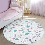 - RealHomes Dijital Baskılı Kaymaz Tabanlı Comfort Çocuk Odası Yuvarlak Halı - Realhomes  Deniz Kızı Ayaklı Kedicik Tasarımlı Çocuk & Genç Odası Makinede Yıkanabilir Kaymaz Tabanlı Yuvarlak Çocuk Halısı Realhomes
