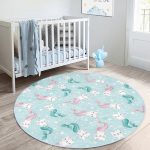 - RealHomes Dijital Baskılı Kaymaz Tabanlı Comfort Çocuk Odası Yuvarlak Halı - Realhomes  Deniz Kızı Ayaklı Kedicik Tasarımlı Çocuk & Genç Odası Makinede Yıkanabilir Kaymaz Tabanlı Yuvarlak Çocuk Halısı Realhomes
