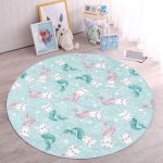 - RealHomes Dijital Baskılı Kaymaz Tabanlı Comfort Çocuk Odası Yuvarlak Halı - Realhomes  Deniz Kızı Ayaklı Kedicik Tasarımlı Çocuk & Genç Odası Makinede Yıkanabilir Kaymaz Tabanlı Yuvarlak Çocuk Halısı Realhomes