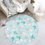 - RealHomes Dijital Baskılı Kaymaz Tabanlı Comfort Çocuk Odası Yuvarlak Halı - Realhomes  Deniz Kızı Ayaklı Kedicik Tasarımlı Çocuk & Genç Odası Makinede Yıkanabilir Kaymaz Tabanlı Yuvarlak Çocuk Halısı Realhomes