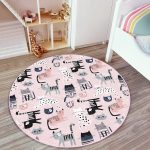 - RealHomes Dijital Baskılı Kaymaz Tabanlı Comfort Çocuk Odası Yuvarlak Halı - Realhomes Sevimli Kediler Çocuk & Genç Odası Makinede Yıkanabilir Kaymaz Tabanlı Yuvarlak Çocuk Halısı Realhomes