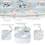 - RealHomes Dijital Baskılı Kaymaz Tabanlı Comfort Çocuk Odası Yuvarlak Halı - Realhomes  Mavi Zeminde Gökkuşağı Motifli Panda Çocuk & Genç Odası Makinede Yıkanabilir Kaymaz Tabanlı Yuvarlak Çocuk Halısı Realhomes