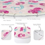 - RealHomes Dijital Baskılı Kaymaz Tabanlı Comfort Çocuk Odası Yuvarlak Halı - Realhomes  Pembe Zeminde Denizkızı Motifli Çocuk & Genç Odası Makinede Yıkanabilir Kaymaz Tabanlı Yuvarlak Çocuk Halısı Realhomes