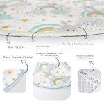 - RealHomes Dijital Baskılı Kaymaz Tabanlı Comfort Çocuk Odası Yuvarlak Halı - Realhomes  Gökkuşağı Üzerinde Tavşan Motifli Çocuk & Genç Odası Makinede Yıkanabilir Kaymaz Tabanlı Yuvarlak Çocuk Halısı Realhomes