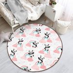 - RealHomes Dijital Baskılı Kaymaz Tabanlı Comfort Çocuk Odası Yuvarlak Halı - Realhomes  Gökkuşağı Ve Panda Çocuk & Genç Odası Makinede Yıkanabilir Kaymaz Tabanlı Yuvarlak Çocuk Halısı Realhomes