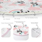 - RealHomes Dijital Baskılı Kaymaz Tabanlı Comfort Çocuk Odası Yuvarlak Halı - Realhomes  Gökkuşağı Ve Panda Çocuk & Genç Odası Makinede Yıkanabilir Kaymaz Tabanlı Yuvarlak Çocuk Halısı Realhomes