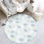 - RealHomes Dijital Baskılı Kaymaz Tabanlı Comfort Çocuk Odası Yuvarlak Halı - Realhomes  Uyku Temalı Sevimli Ay Ve Yıldızlar Çocuk & Genç Odası Makinede Yıkanabilir Kaymaz Tabanlı Yuvarlak Çocuk Halısı Realhomes