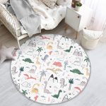 - RealHomes Dijital Baskılı Kaymaz Tabanlı Comfort Çocuk Odası Yuvarlak Halı - Realhomes  Bebek Desenli Sevimli Dinozorlar Çocuk & Genç Odası Makinede Yıkanabilir Kaymaz Tabanlı Yuvarlak Çocuk Halısı Realhomes