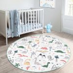 - RealHomes Dijital Baskılı Kaymaz Tabanlı Comfort Çocuk Odası Yuvarlak Halı - Realhomes  Bebek Desenli Sevimli Dinozorlar Çocuk & Genç Odası Makinede Yıkanabilir Kaymaz Tabanlı Yuvarlak Çocuk Halısı Realhomes