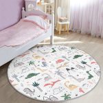 - RealHomes Dijital Baskılı Kaymaz Tabanlı Comfort Çocuk Odası Yuvarlak Halı - Realhomes  Bebek Desenli Sevimli Dinozorlar Çocuk & Genç Odası Makinede Yıkanabilir Kaymaz Tabanlı Yuvarlak Çocuk Halısı Realhomes