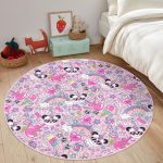 - RealHomes Dijital Baskılı Kaymaz Tabanlı Comfort Çocuk Odası Yuvarlak Halı - Realhomes  Pembe Zeminli Bebek Motifi Çocuk & Genç Odası Makinede Yıkanabilir Kaymaz Tabanlı Yuvarlak Çocuk Halısı Realhomes