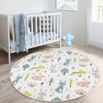 - RealHomes Dijital Baskılı Kaymaz Tabanlı Comfort Çocuk Odası Yuvarlak Halı - Realhomes  Bebek Desenli Tavşanlı Çocuk & Genç Odası Makinede Yıkanabilir Kaymaz Tabanlı Yuvarlak Çocuk Halısı Realhomes