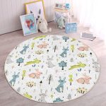 - RealHomes Dijital Baskılı Kaymaz Tabanlı Comfort Çocuk Odası Yuvarlak Halı - Realhomes  Bebek Desenli Tavşanlı Çocuk & Genç Odası Makinede Yıkanabilir Kaymaz Tabanlı Yuvarlak Çocuk Halısı Realhomes