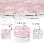 - RealHomes Dijital Baskılı Kaymaz Tabanlı Comfort Çocuk Odası Yuvarlak Halı - Realhomes  Pembe Zeminde Beyaz Bulutlar Çocuk & Genç Odası Makinede Yıkanabilir Kaymaz Tabanlı Yuvarlak Çocuk Halısı Realhomes