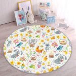- RealHomes Dijital Baskılı Kaymaz Tabanlı Comfort Çocuk Odası Yuvarlak Halı - Realhomes  Tavşan Ve Yumurta Desenli Çocuk & Genç Odası Makinede Yıkanabilir Kaymaz Tabanlı Yuvarlak Çocuk Halısı Realhomes