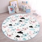 - RealHomes Dijital Baskılı Kaymaz Tabanlı Comfort Çocuk Odası Yuvarlak Halı - Realhomes  Sevimli Bulutlar Ve Koyunlar Baskılı Çocuk & Genç Odası Makinede Yıkanabilir Kaymaz Tabanlı Yuvarlak Çocuk Halısı Realhomes