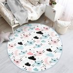 - RealHomes Dijital Baskılı Kaymaz Tabanlı Comfort Çocuk Odası Yuvarlak Halı - Realhomes  Sevimli Bulutlar Ve Koyunlar Baskılı Çocuk & Genç Odası Makinede Yıkanabilir Kaymaz Tabanlı Yuvarlak Çocuk Halısı Realhomes