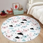 - RealHomes Dijital Baskılı Kaymaz Tabanlı Comfort Çocuk Odası Yuvarlak Halı - Realhomes  Sevimli Bulutlar Ve Koyunlar Baskılı Çocuk & Genç Odası Makinede Yıkanabilir Kaymaz Tabanlı Yuvarlak Çocuk Halısı Realhomes
