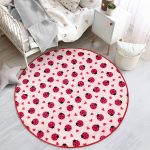 - RealHomes Dijital Baskılı Kaymaz Tabanlı Comfort Çocuk Odası Yuvarlak Halı - Realhomes  Uğur Böceği Ve Kalp Tasarımlı Çocuk & Genç Odası Makinede Yıkanabilir Kaymaz Tabanlı Yuvarlak Çocuk Halısı Realhomes