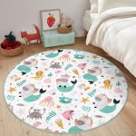 - RealHomes Dijital Baskılı Kaymaz Tabanlı Comfort Çocuk Odası Yuvarlak Halı - Realhomes  Sevimli Hayvanlar Desenli Çocuk & Genç Odası Makinede Yıkanabilir Kaymaz Tabanlı Yuvarlak Çocuk Halısı Realhomes