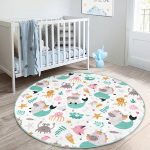- RealHomes Dijital Baskılı Kaymaz Tabanlı Comfort Çocuk Odası Yuvarlak Halı - Realhomes  Sevimli Hayvanlar Desenli Çocuk & Genç Odası Makinede Yıkanabilir Kaymaz Tabanlı Yuvarlak Çocuk Halısı Realhomes