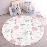 - RealHomes Dijital Baskılı Kaymaz Tabanlı Comfort Çocuk Odası Yuvarlak Halı - Realhomes  Renkli Balonlar Ve Sevimli Tavşan Çocuk & Genç Odası Makinede Yıkanabilir Kaymaz Tabanlı Yuvarlak Çocuk Halısı Realhomes