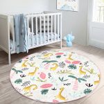 - RealHomes Dijital Baskılı Kaymaz Tabanlı Comfort Çocuk Odası Yuvarlak Halı - Realhomes  Zürafa Ve Orman Temalı Çocuk & Genç Odası Makinede Yıkanabilir Kaymaz Tabanlı Yuvarlak Çocuk Halısı Realhomes