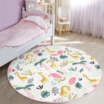 - RealHomes Dijital Baskılı Kaymaz Tabanlı Comfort Çocuk Odası Yuvarlak Halı - Realhomes  Zürafa Ve Orman Temalı Çocuk & Genç Odası Makinede Yıkanabilir Kaymaz Tabanlı Yuvarlak Çocuk Halısı Realhomes
