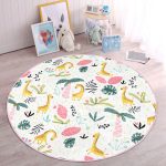 - RealHomes Dijital Baskılı Kaymaz Tabanlı Comfort Çocuk Odası Yuvarlak Halı - Realhomes  Zürafa Ve Orman Temalı Çocuk & Genç Odası Makinede Yıkanabilir Kaymaz Tabanlı Yuvarlak Çocuk Halısı Realhomes