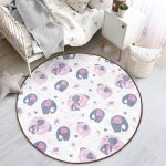 - RealHomes Dijital Baskılı Kaymaz Tabanlı Comfort Çocuk Odası Yuvarlak Halı - Realhomes  Pembe Fil Motifli Çocuk & Genç Odası Makinede Yıkanabilir Kaymaz Tabanlı Yuvarlak Çocuk Halısı Realhomes
