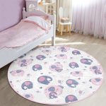 - RealHomes Dijital Baskılı Kaymaz Tabanlı Comfort Çocuk Odası Yuvarlak Halı - Realhomes  Pembe Fil Motifli Çocuk & Genç Odası Makinede Yıkanabilir Kaymaz Tabanlı Yuvarlak Çocuk Halısı Realhomes
